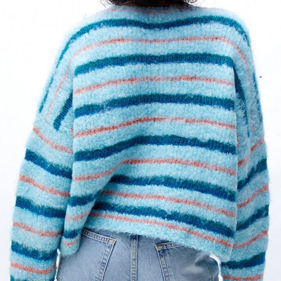 Free People Lily Pullover Sweater in Mosaic Sky Combo Size S NWT - Picture 5 of 13